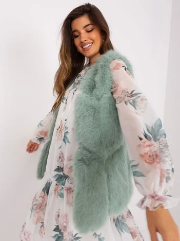 Vesta Dama Fara maneci, Guler inalt, Wool Fashion Italia, Fistic de Vara