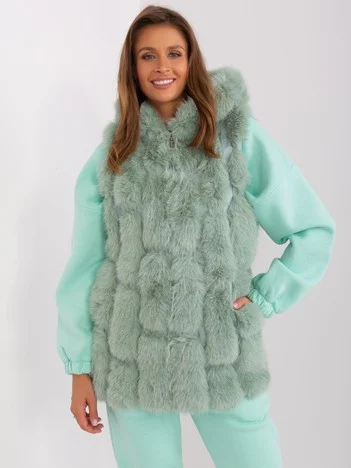Vesta Dama Fara maneci, Guler inalt, Wool Fashion Italia, Fistic Casual Marimi Mari