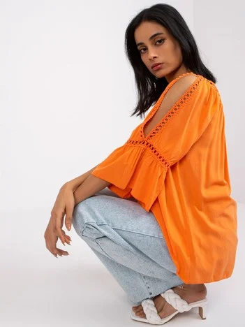 Bluza Dama Maneca 3/4, Boho, Och Bella, Portocaliu Casual