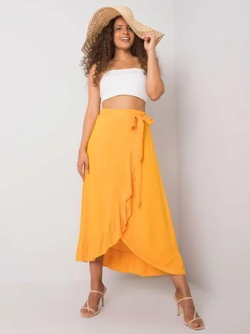 Fusta Dama Midi, Boho, Och Bella, Portocaliu Casual