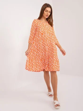 Rochie Dama Midi, Lejera, Sublevel, Portocaliu