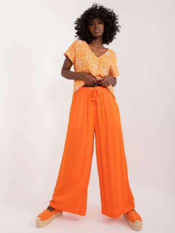 Pantaloni Dama Larga, Guler inalt, Sublevel, Portocaliu Casual