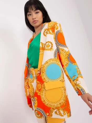 Sacou Dama Maneca 3/4, Elegant, ITALY MODA, Portocaliu de Petrecere Marimi Mari
