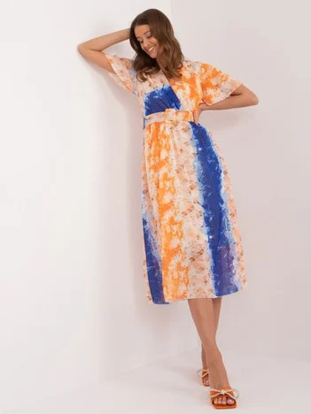 Rochie Dama Midi, Rochie dreapta, ITALY MODA, Portocaliu