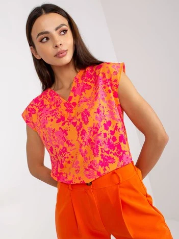 Bluza Dama Fara maneci, Imprimat, RUE PARIS, Portocaliu Casual