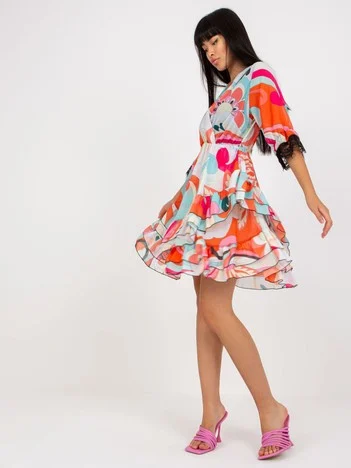 Rochie Dama Mini, Dantela, ITALY MODA, Portocaliu Eleganta Office