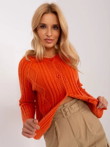 Pulover Dama Decolteu rotund, Acril, Wool Fashion Italia, Portocaliu Casual