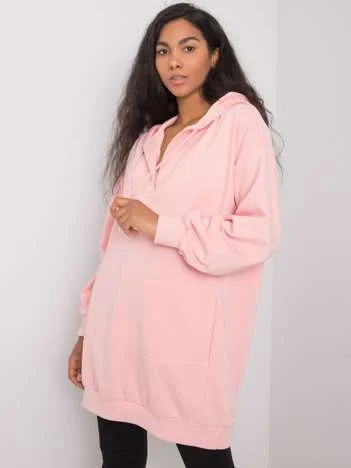 Hanorac Dama Maneca lunga, Decolteu in V, ex moda, Roz Casual