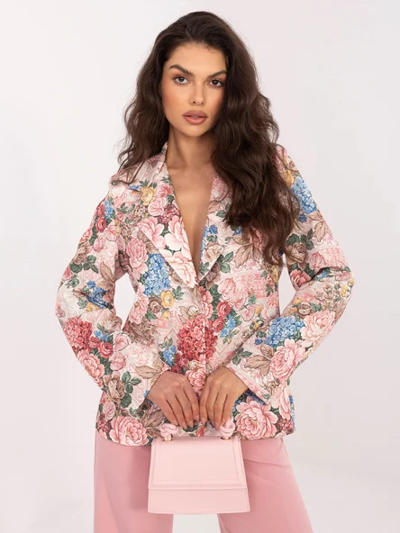 Sacou Dama Maneca lunga, Floral, ITALY MODA, Roz de Vara