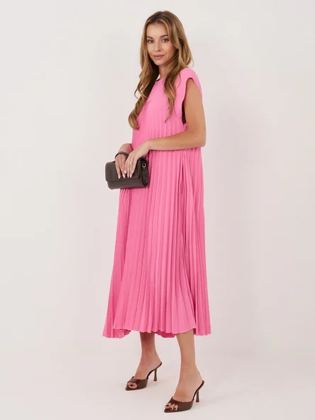 Rochie Dama Midi, Alta croiala, RUE PARIS, Roz de Petrecere