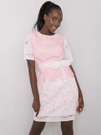 Rochie Dama Midi, Decolteu rotund, LAKERTA, Roz de Ocazie Nunta