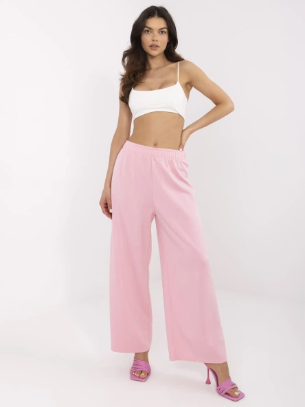 Pantaloni Dama Larga, Guler inalt, ITALY MODA, Roz Eleganta Office