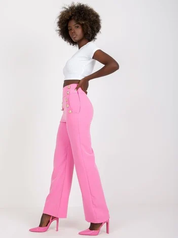 Pantaloni Dama Elegant, Guler inalt, ITALY MODA, Roz de Petrecere Marimi Mari