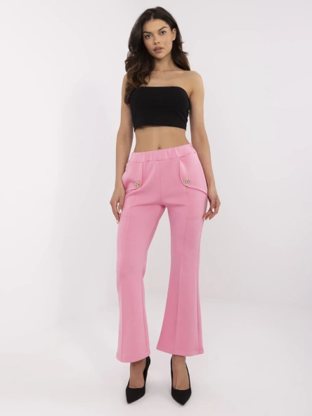 Pantaloni Dama Lejera, Guler inalt, ITALY MODA, Roz Eleganta Office