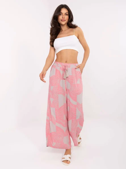 Pantaloni Dama Larga, Guler inalt, Sublevel, Roz Casual Marimi Mari