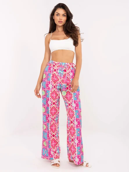 Pantaloni Dama Larga, Guler inalt, ITALY MODA, Roz Casual