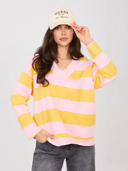 Bluza Dama Maneca lunga, Dungi, MU MU, Galben Casual