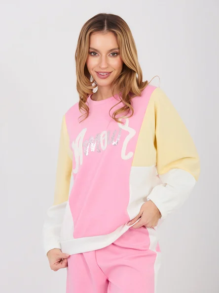 Compleu Dama Maneca lunga, Paiete, RUE PARIS, Roz Casual