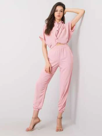 Compleu Dama Mini, Decolteu cu guler, RUE PARIS, Roz