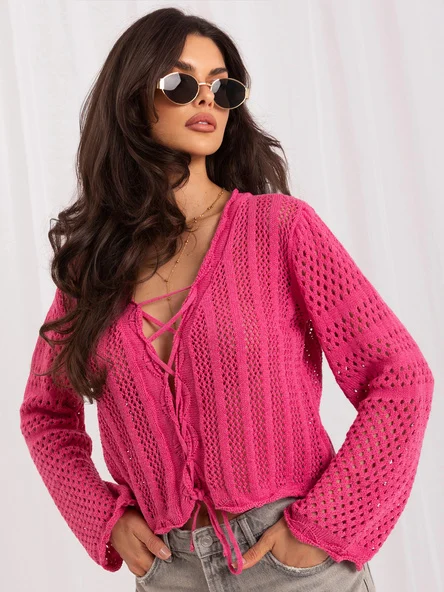 Pulover Dama Mini, Guler inalt, RUE PARIS, Roz Eleganta Office