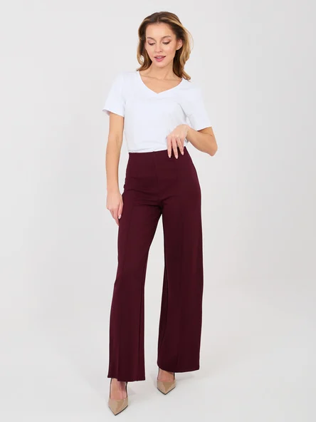 Pantaloni Dama Larga, Guler inalt, RUE PARIS, Mov Eleganta Office