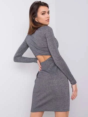 Rochie Dama Mini, Decolteu rotund, RUE PARIS, Argintiu Casual