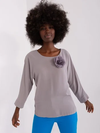 Bluza Dama Maneca 3/4, Elegant, LAKERTA, Gri Eleganta Office