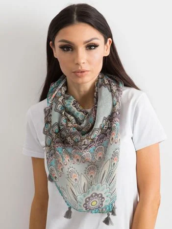 Bandana Dama Imprimat, Viscoza, Fashion Hunters, Gri