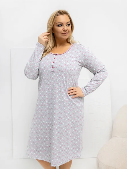 Camasa de Noapte Dama Maxi, Rochie dreapta, Forever Pink, Gri Marimi Mari