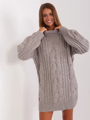 Pulover Dama Maxi, Oversize, Wool Fashion Italia, Gri