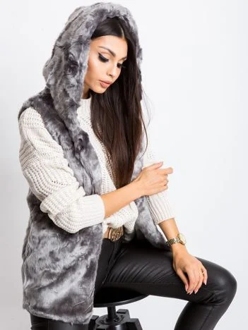 Vesta Dama Fara maneci, Elegant, Wool Fashion Italia, Gri Eleganta Office