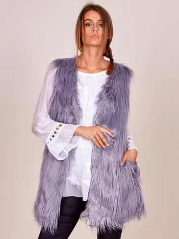 Vesta Dama Fara maneci, Elegant, Wool Fashion Italia, Gri Eleganta Office