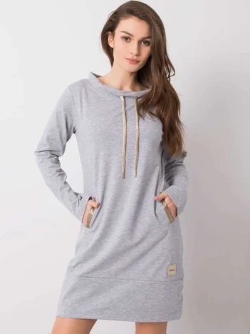 Rochie Dama Mini, Decolteu rotund, RELEVANCE, Gri Eleganta Office