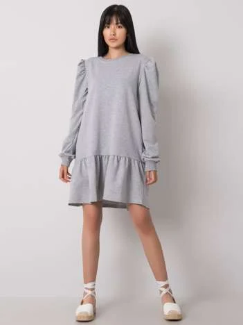 Rochie Dama Mini, Decolteu rotund, ex moda, Gri Casual