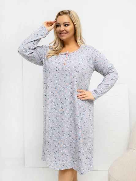 Camasa de Noapte Dama Maxi, Floral, Forever Pink, Gri Marimi Mari