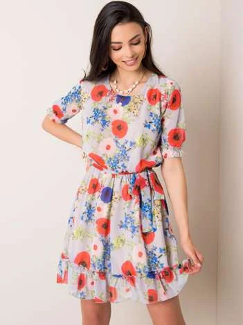 Rochie Dama Mini, Floral, LAKERTA, Gri Eleganta Office