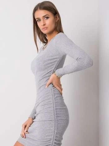Rochie Dama Mini, Dungi, RUE PARIS, Gri Eleganta Office