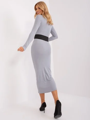 Rochie Dama Maxi, Rochie creion, Your Red Lips, Gri Eleganta Office