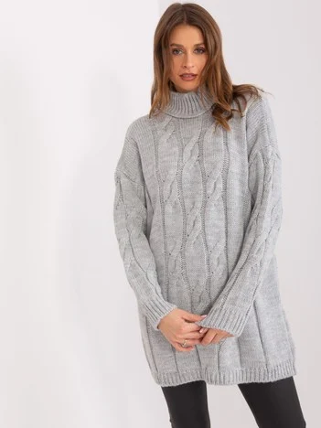 Rochie Dama Maneca lunga, Decolteu rotund, BADU, Gri Eleganta Office