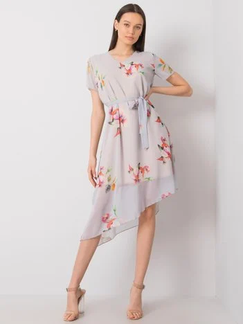 Rochie Dama Midi, Floral, LAKERTA, Gri de Vara