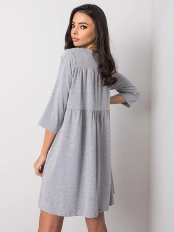 Rochie Dama Mini, Decolteu rotund, RELEVANCE, Gri Eleganta Office