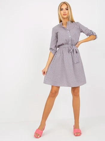 Rochie Dama Mini, Imprimat, LAKERTA, Gri Eleganta Office