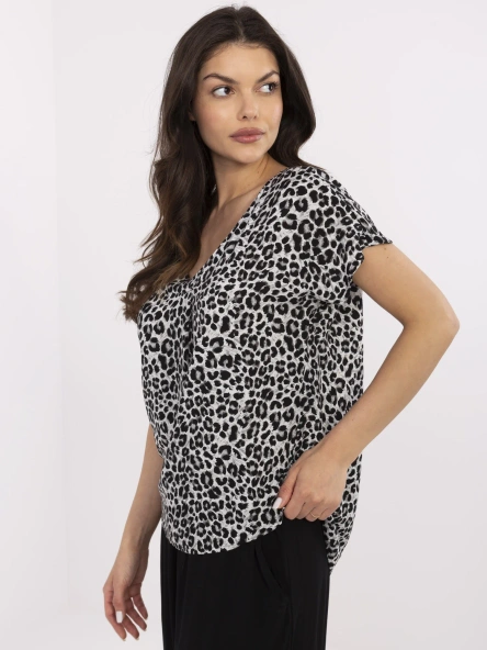 Bluza Dama Mini, Decolteu in V, Sublevel, Negru Casual Marimi Mari