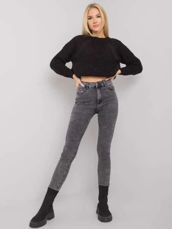 Pantaloni Dama Conica, Guler inalt, Only One Day Jack Berry, Gri Eleganta Office