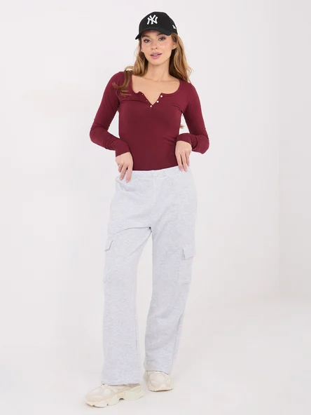 Pantaloni Dama Dreapta, Guler inalt, WESTEENE, Gri Casual