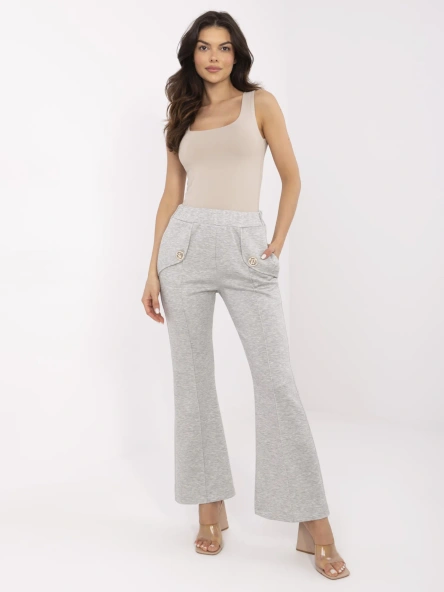 Pantaloni Dama Lejera, Guler inalt, ITALY MODA, Gri Eleganta Office
