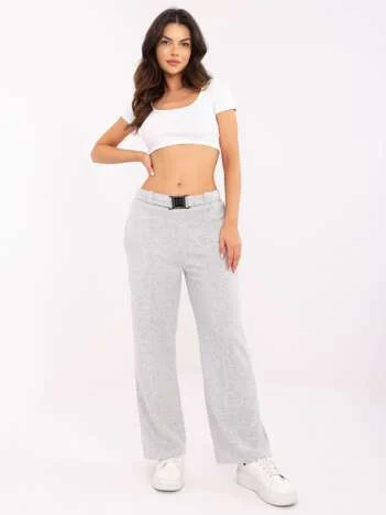 Pantaloni Dama Dreapta, Guler inalt, ITALY MODA, Gri Casual