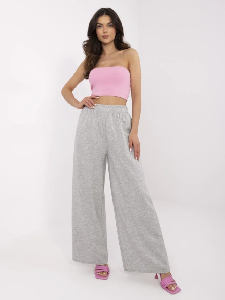 Pantaloni Dama Larga, Guler inalt, ITALY MODA, Gri Eleganta Office