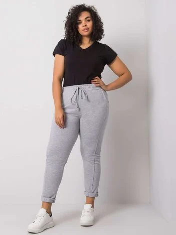 Pantaloni Trening Dama Sport, Guler inalt, BASIC FEEL GOOD, Gri Casual Marimi Mari