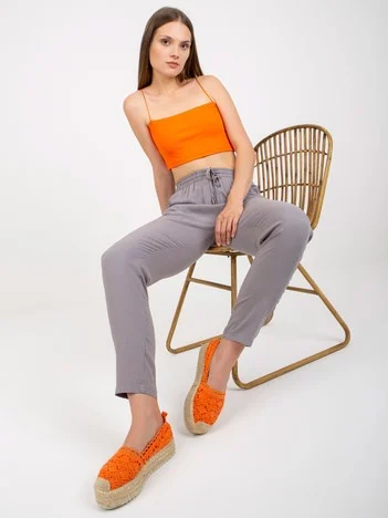 Pantaloni Dama Dreapta, Guler inalt, Sublevel, Gri Casual Marimi Mari
